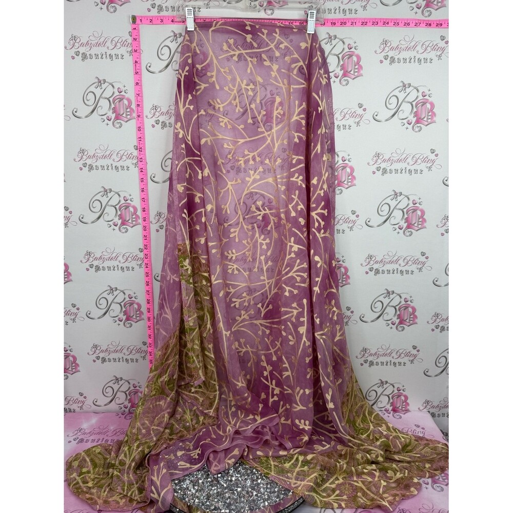 Scarf Or Wrap Or Table Cloth Large Pink & Gold Embroidered Sheer Wrap